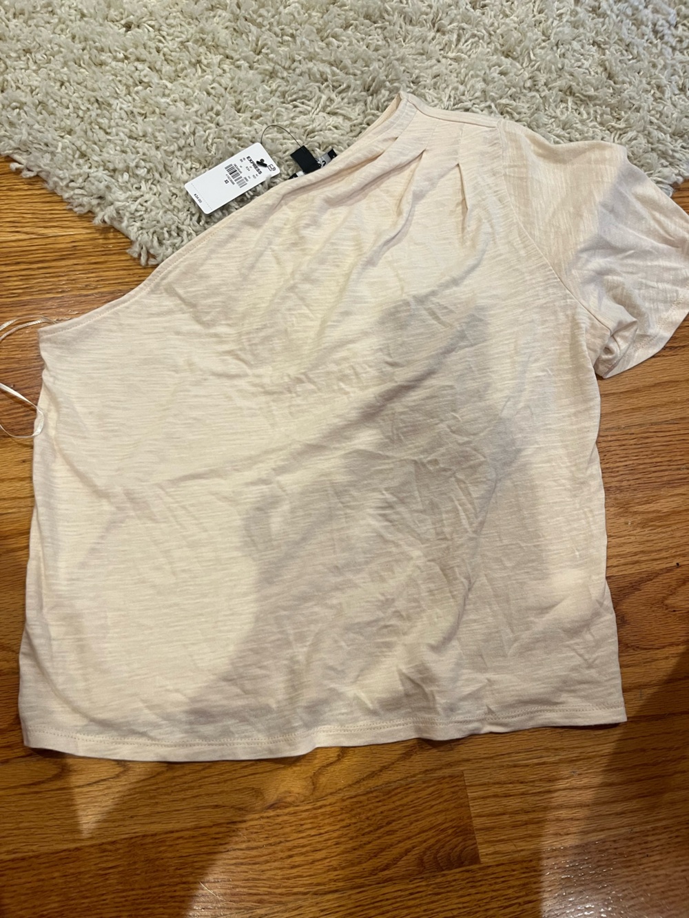 NWT Express One-Shoulder Top in Light ivory size XS